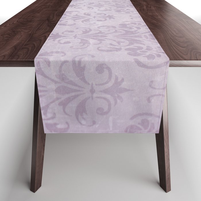 Vintage chic violet lilac floral damask pattern Table Runner Gallery Image 1
