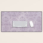 Vintage chic violet lilac floral damask pattern Desk Mat Gallery Image 1