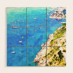 Capri Islands | Tropical Travel Summer Island | Ocean Sea Beach Swim Sail Painting  Wood Wall Art Gallery Image 1