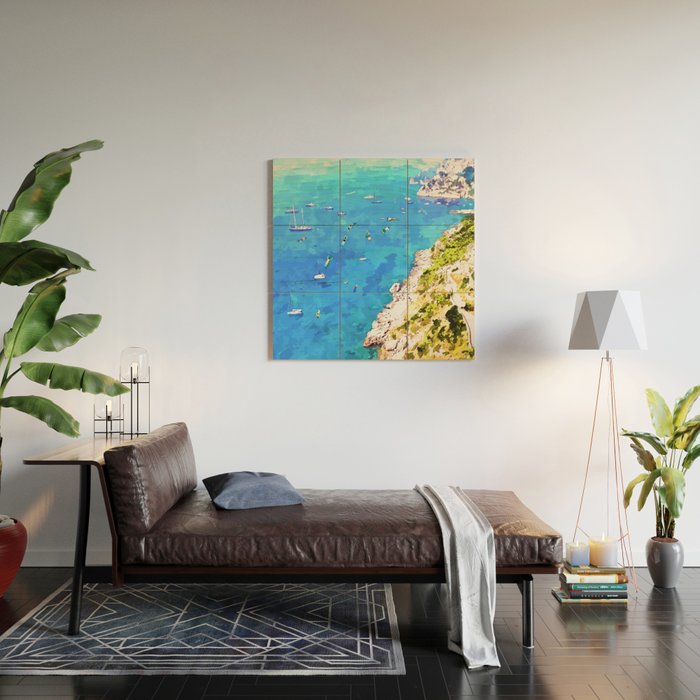 Capri Islands | Tropical Travel Summer Island | Ocean Sea Beach Swim Sail Painting  Wood Wall Art Gallery Image 2