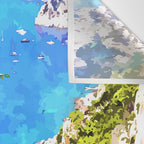 Capri Islands | Tropical Travel Summer Island | Ocean Sea Beach Swim Sail Painting  Wall Tapestry Gallery Image 3