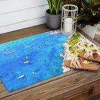 Capri Islands | Tropical Travel Summer Island | Ocean Sea Beach Swim Sail Painting  Outdoor Rug Gallery Image 2