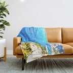 Capri Islands | Tropical Travel Summer Island | Ocean Sea Beach Swim Sail Painting  Throw Blanket Gallery Image 1