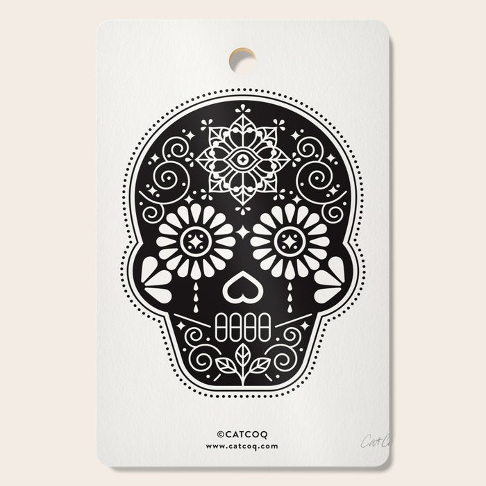 DÃ­a de Muertos Calavera â¢ Mexican Sugar Skull - Black Palette Cutting Board Gallery Image 1