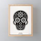 DÃ­a de Muertos Calavera â¢ Mexican Sugar Skull - Black Palette Mini Art Print Gallery Image 1