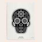 DÃ­a de Muertos Calavera â¢ Mexican Sugar Skull - Black Palette Poster Gallery Image 4