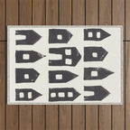 Tiny Houses #1 | Hand-printed Linocut Outdoor Rug Gallery Image 1