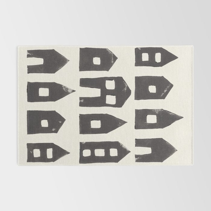 Tiny Houses #1 | Hand-printed Linocut Rug Gallery Image 2