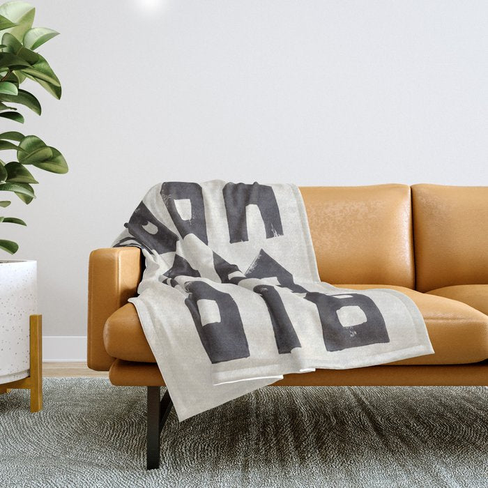 Tiny Houses #1 | Hand-printed Linocut Throw Blanket Gallery Image 1