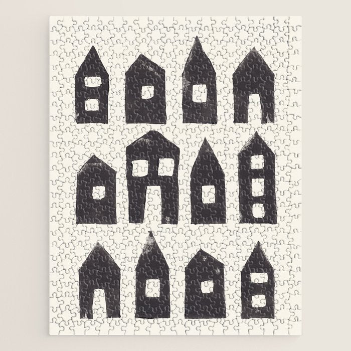 Tiny Houses #1 | Hand-printed Linocut Jigsaw Puzzle Gallery Image 1