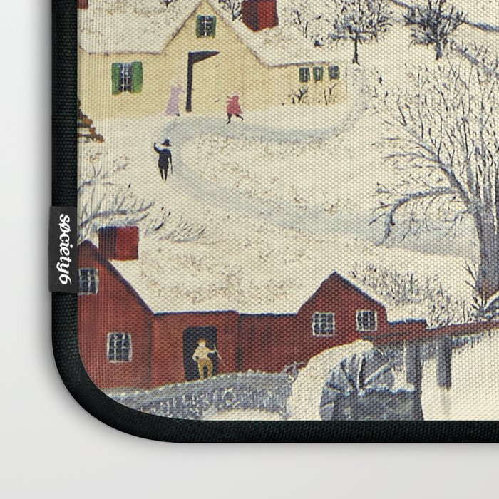 Anna Mary Robertson 'Grandma' Moses To Grandma's House We Go on Thanksgiving Day Folk Art Laptop Sleeve Gallery Image 3