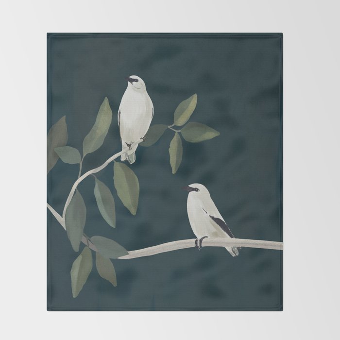 Minimalist Birds On Branch 2 Throw Blanket Gallery Image 2