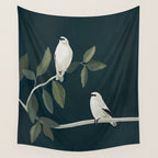 Minimalist Birds On Branch 2 Wall Tapestry Gallery Image 4