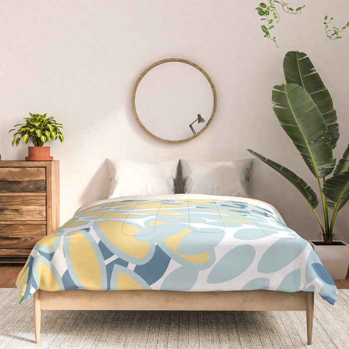 Flowers Art - Teal and Yellow - Modern Floral Prints Comforter Gallery Image 3