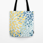 Flowers Art - Teal and Yellow - Modern Floral Prints Tote Bag Gallery Image 1