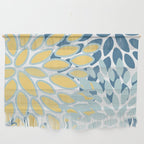 Flowers Art - Teal and Yellow - Modern Floral Prints Wall Hanging Gallery Image 1