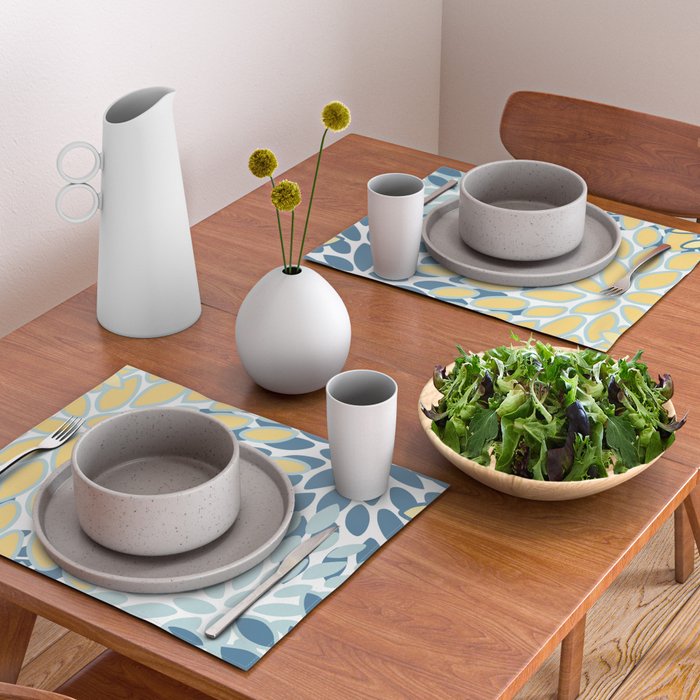 Flowers Art - Teal and Yellow - Modern Floral Prints Placemat Gallery Image 2