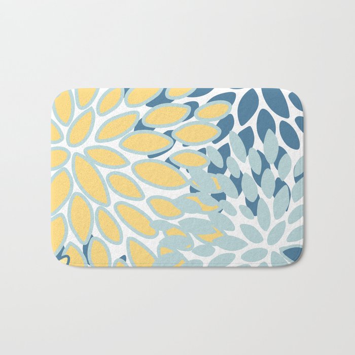 Flowers Art - Teal and Yellow - Modern Floral Prints Bath Mat Gallery Image 1