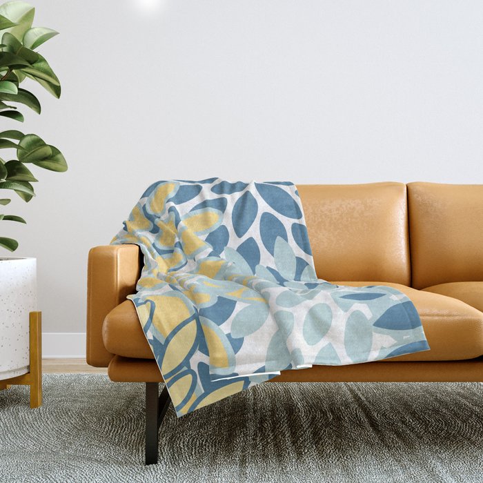 Flowers Art - Teal and Yellow - Modern Floral Prints Throw Blanket Gallery Image 1