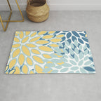 Flowers Art - Teal and Yellow - Modern Floral Prints Rug Gallery Image 1