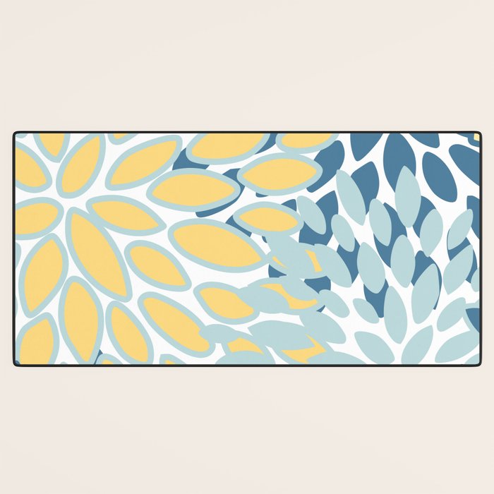 Flowers Art - Teal and Yellow - Modern Floral Prints Desk Mat Gallery Image 3