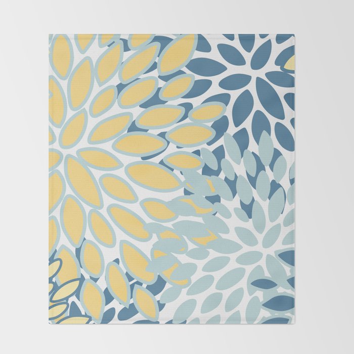 Flowers Art - Teal and Yellow - Modern Floral Prints Throw Blanket Gallery Image 2
