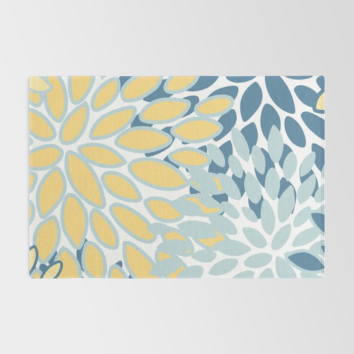 Flowers Art - Teal and Yellow - Modern Floral Prints Rug Gallery Image 2