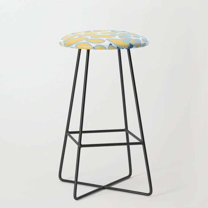 Flowers Art - Teal and Yellow - Modern Floral Prints Stool Gallery Image 1