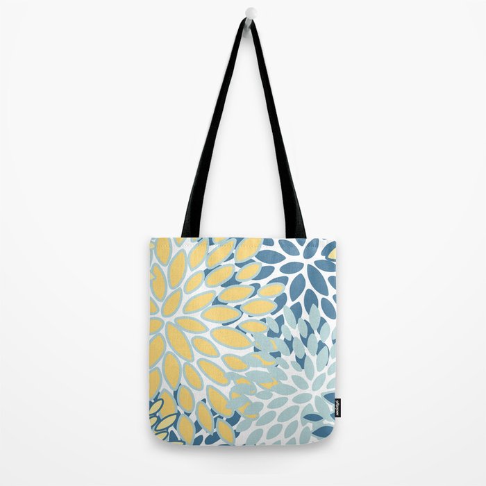 Flowers Art - Teal and Yellow - Modern Floral Prints Tote Bag Gallery Image 2