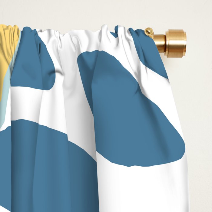 Flowers Art - Teal and Yellow - Modern Floral Prints Window Curtain Gallery Image 2