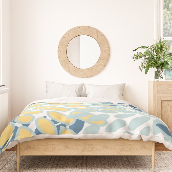 Flowers Art - Teal and Yellow - Modern Floral Prints Duvet Cover Gallery Image 3