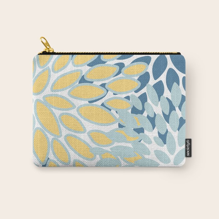 Flowers Art - Teal and Yellow - Modern Floral Prints Carry All Pouch Gallery Image 1