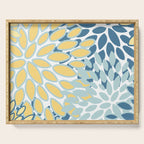 Flowers Art - Teal and Yellow - Modern Floral Prints Serving Tray Gallery Image 1