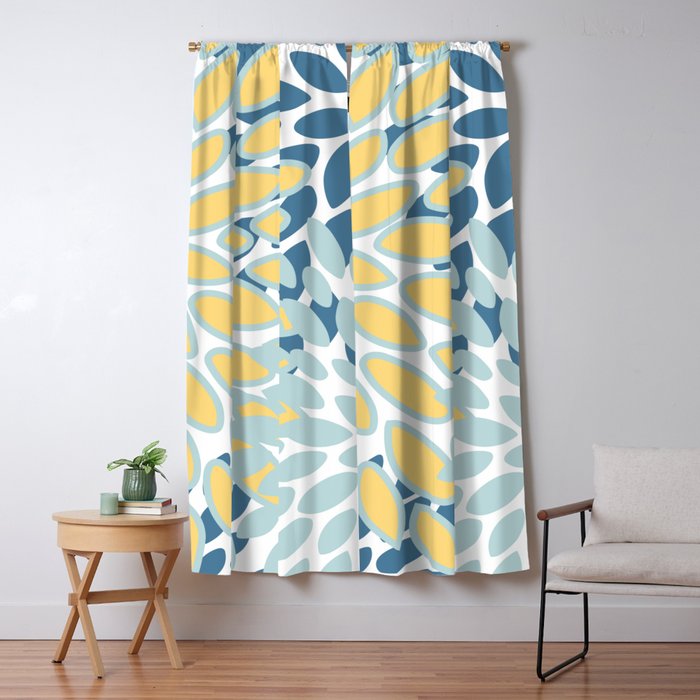 Flowers Art - Teal and Yellow - Modern Floral Prints Window Curtain Gallery Image 5