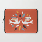 Festive doves - folk illustration Laptop Sleeve Gallery Image 1
