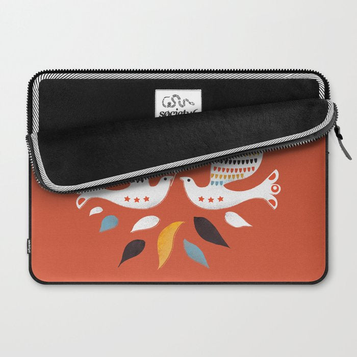 Festive doves - folk illustration Laptop Sleeve Gallery Image 2
