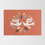 Festive doves - folk illustration Rug Gallery Image 2
