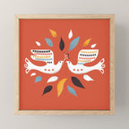 Festive doves - folk illustration Mini Art Print Gallery Image 1