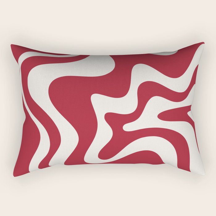 Retro Liquid Swirl Abstract Pattern Red Maroon Rectangular Pillow Gallery Image 2