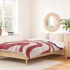 Retro Liquid Swirl Abstract Pattern Red Maroon Duvet Cover Gallery Image 2