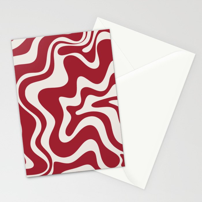Retro Liquid Swirl Abstract Pattern Red Maroon Stationery Card Gallery Image 2