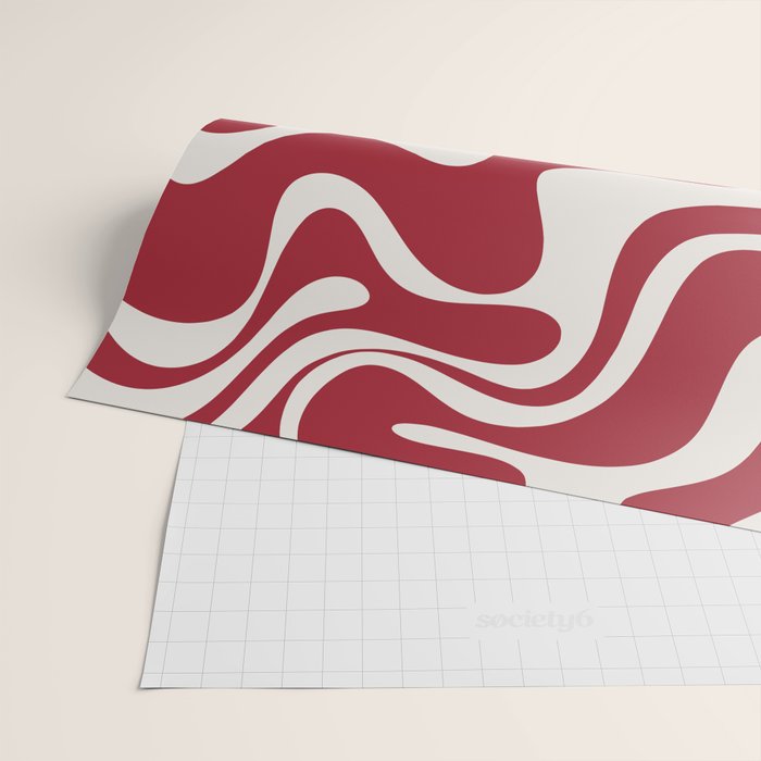 Retro Liquid Swirl Abstract Pattern Red Maroon Wrapping Paper Gallery Image 2