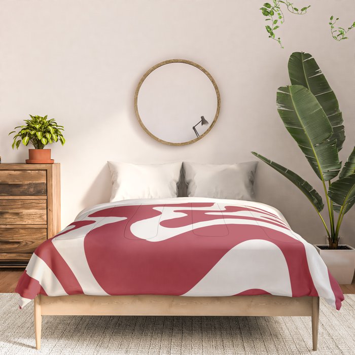 Retro Liquid Swirl Abstract Pattern Red Maroon Comforter Gallery Image 3