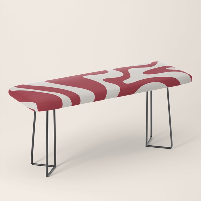 Retro Liquid Swirl Abstract Pattern Red Maroon Bench Gallery Image 1