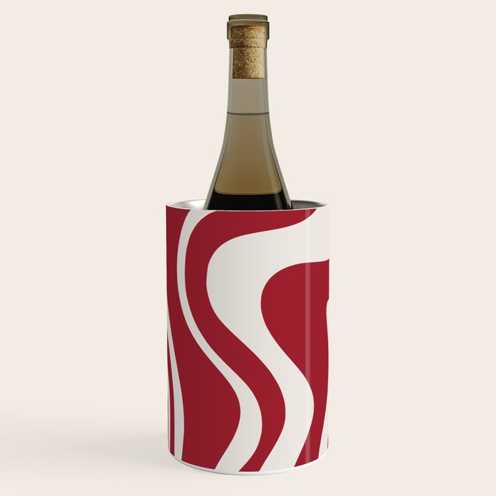 Retro Liquid Swirl Abstract Pattern Red Maroon Wine Chiller Gallery Image 2
