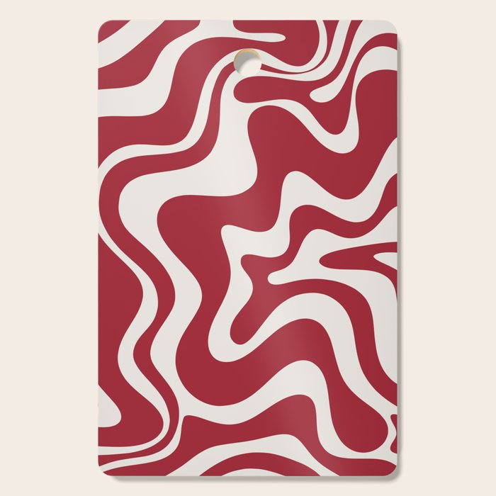 Retro Liquid Swirl Abstract Pattern Red Maroon Cutting Board Gallery Image 1