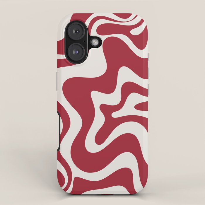 Retro Liquid Swirl Abstract Pattern Red Maroon iPhone Case Gallery Image 1