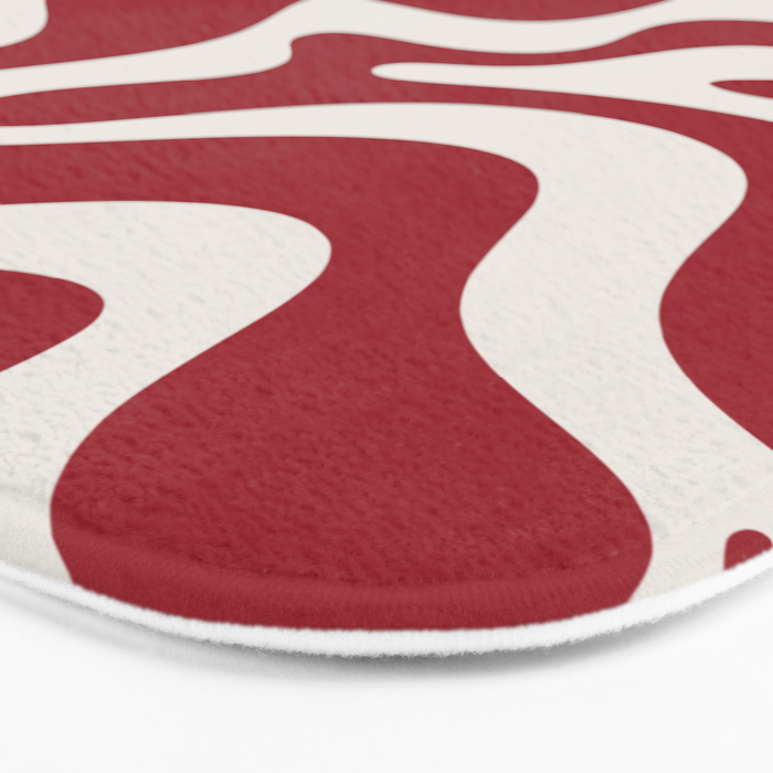Retro Liquid Swirl Abstract Pattern Red Maroon Bath Mat Gallery Image 3