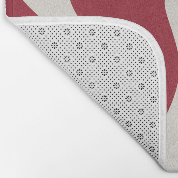 Retro Liquid Swirl Abstract Pattern Red Maroon Bath Mat Gallery Image 2