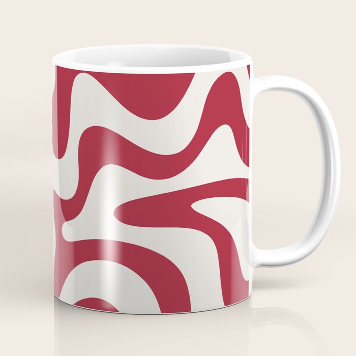Retro Liquid Swirl Abstract Pattern Red Maroon Coffee Mug Gallery Image 1